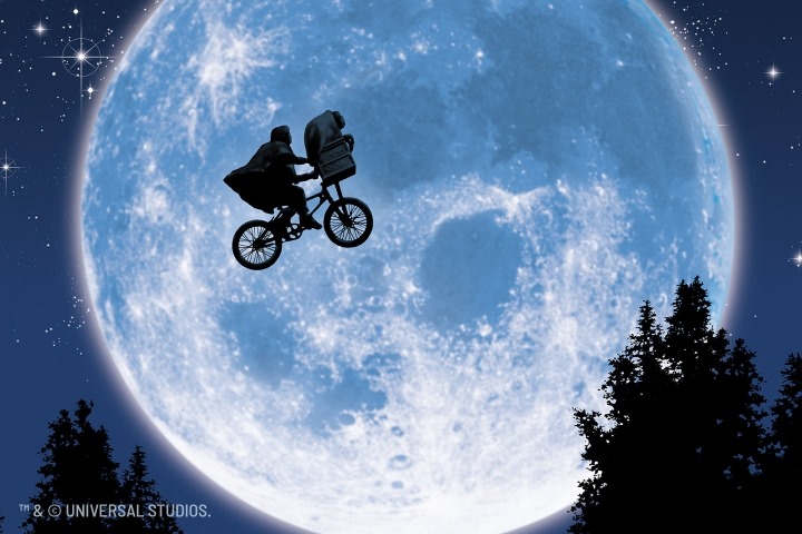 bike riding in front of the moon