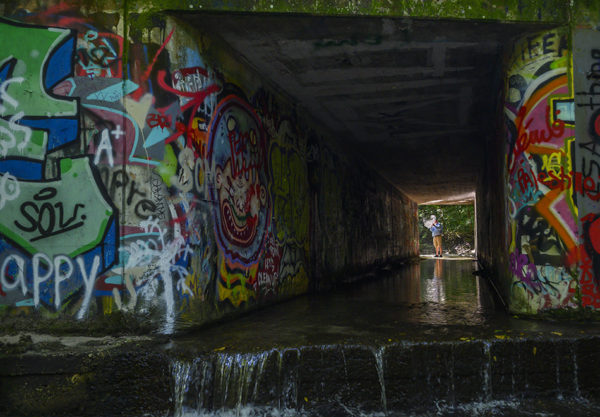 person in stream