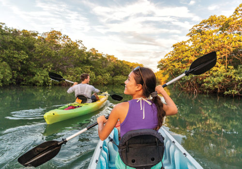 kayaking couple