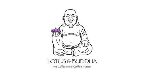 logo of lotus and Buddha art collective and coffee house