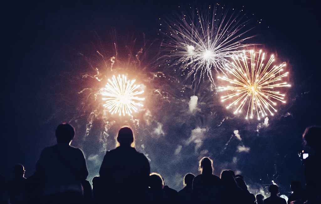 crowd watching fireworks