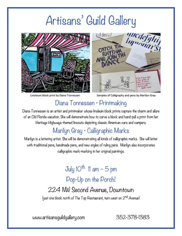 printmaking and calligraphy at artisans guild gallery