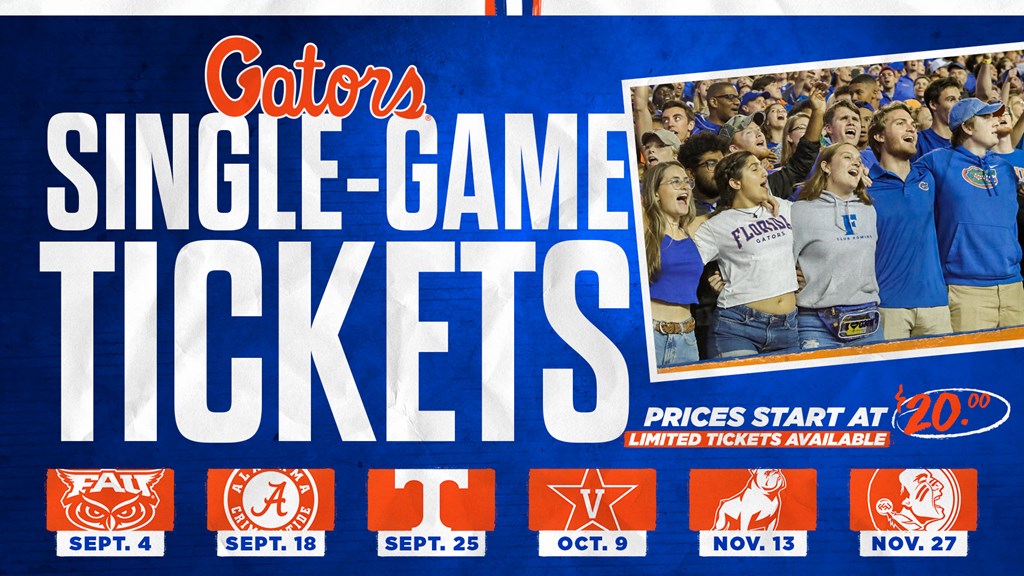 flyer for gator football tickets for sale
