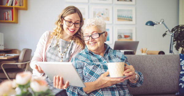 grandmother spending time with granddaughter