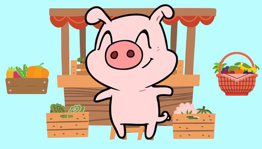 illustration of happy pig