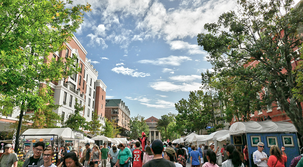 crowd at downtown festival and art show