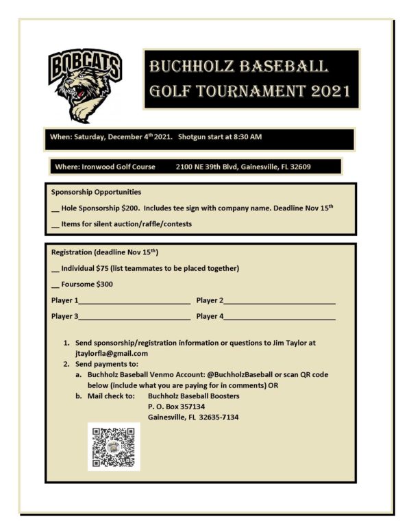 buchholz baseball golf tournament registration form