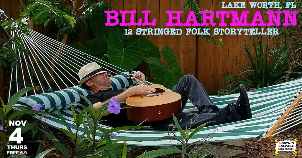 bill hartmann with guitar on hammock