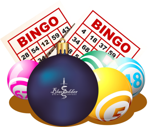 bingo cards and tree ornaments
