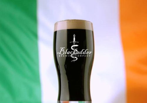 pint at blackadder with irish flag