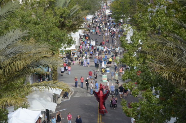 crowd at downtown festival and art show