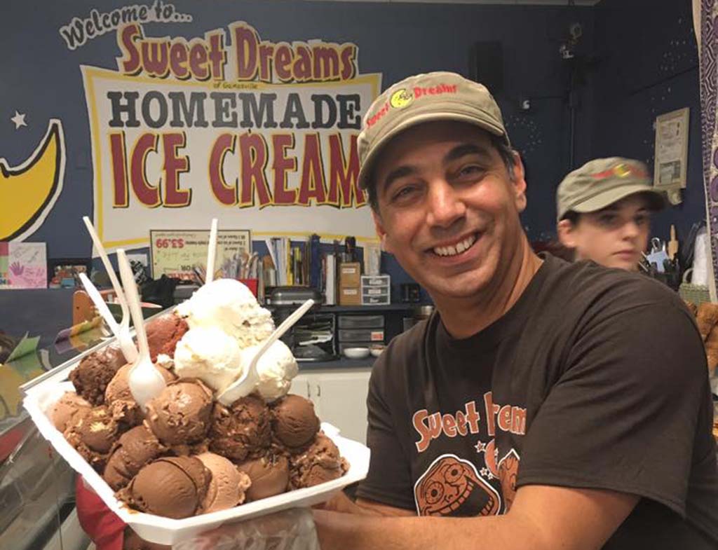 scoops of chocolate ice cream