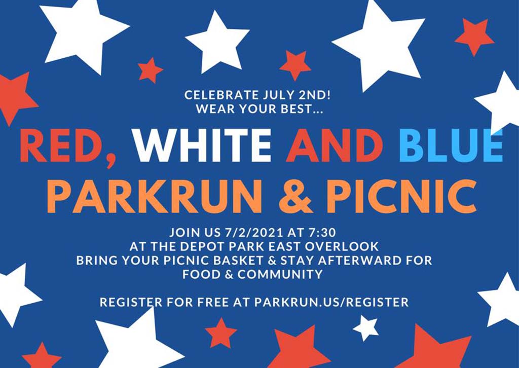 red white and blue parkrun and picnic
