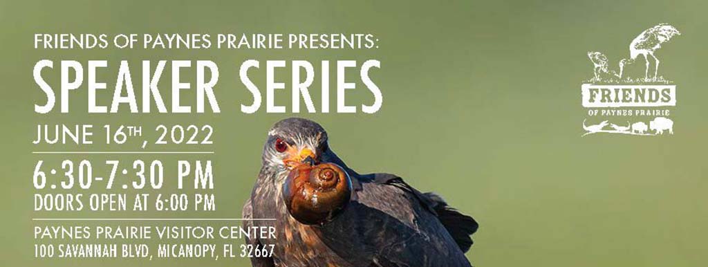 speaker series with snail kite holding a snail