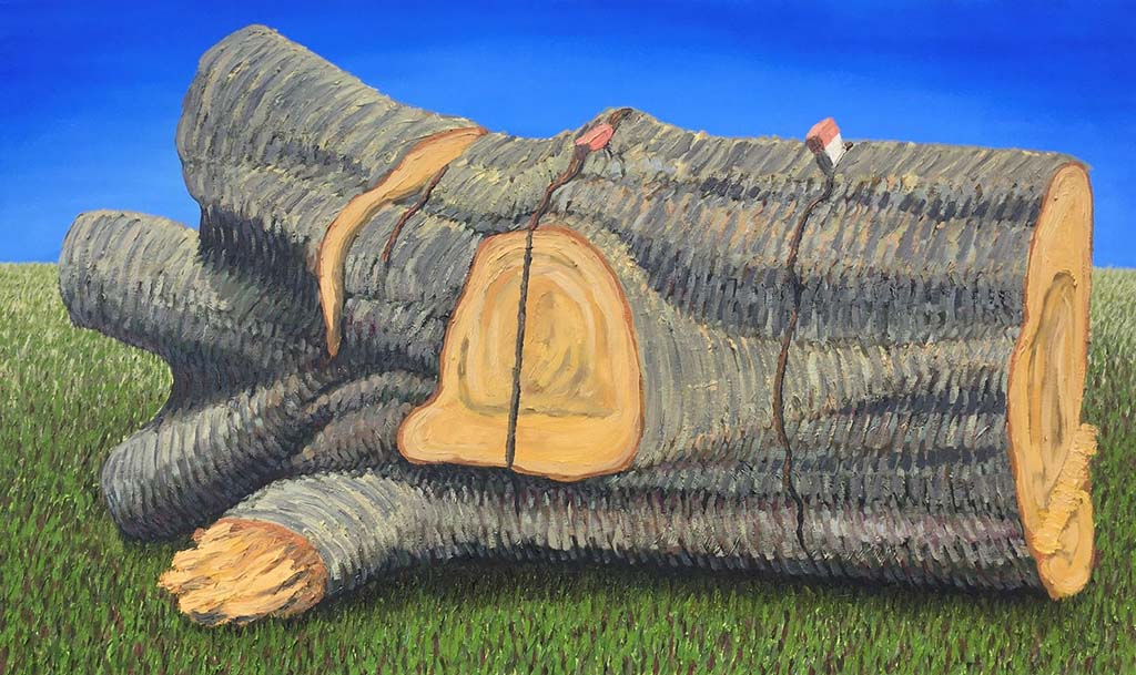 painting of tree stump