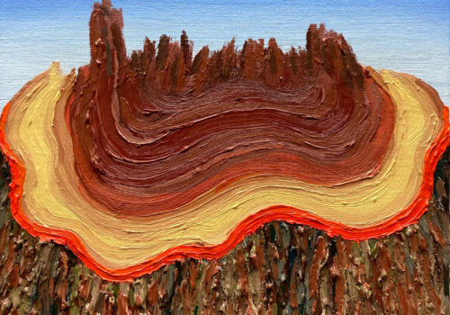 A painted image of a tree trunk.