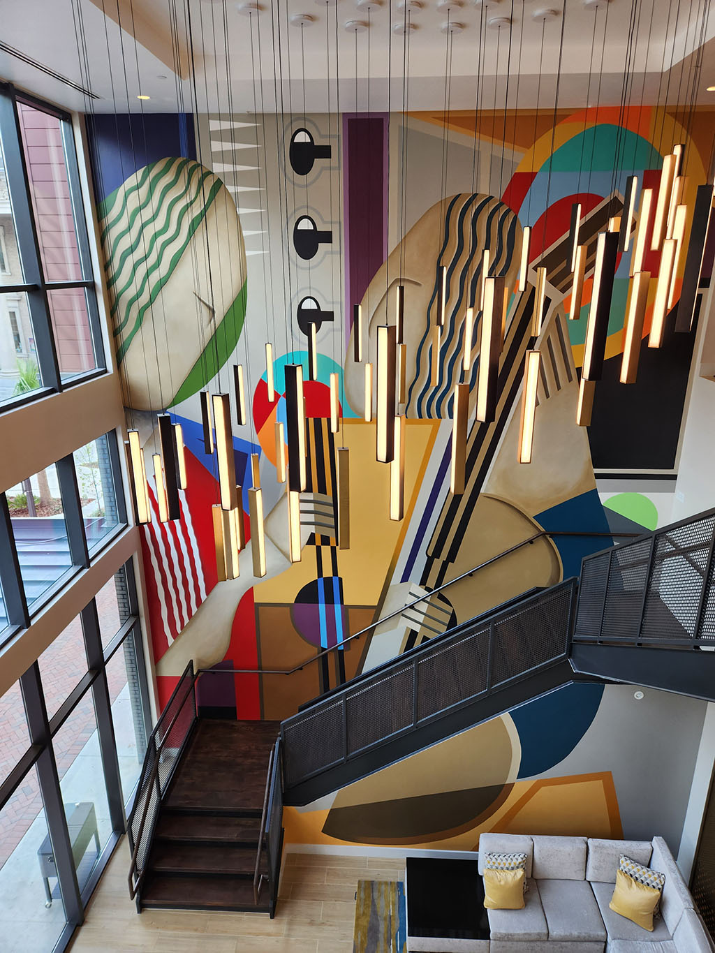 entrance mural at hyatt place downtown gainesville