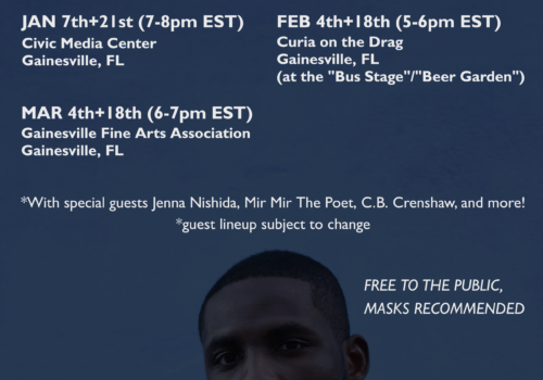 Information about Reinfred Dziedzorm Addo's 2023 Gainesville poetry and prose event series