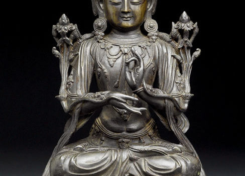 Chinese, bronze bodhisattva : Seated Guanyin 青銅觀音坐像, 15th ¬– 16th Century, Gift of Dr. and Mrs. David A. Cofrin