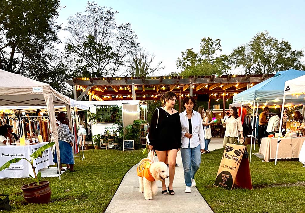 people at evening outdoor market