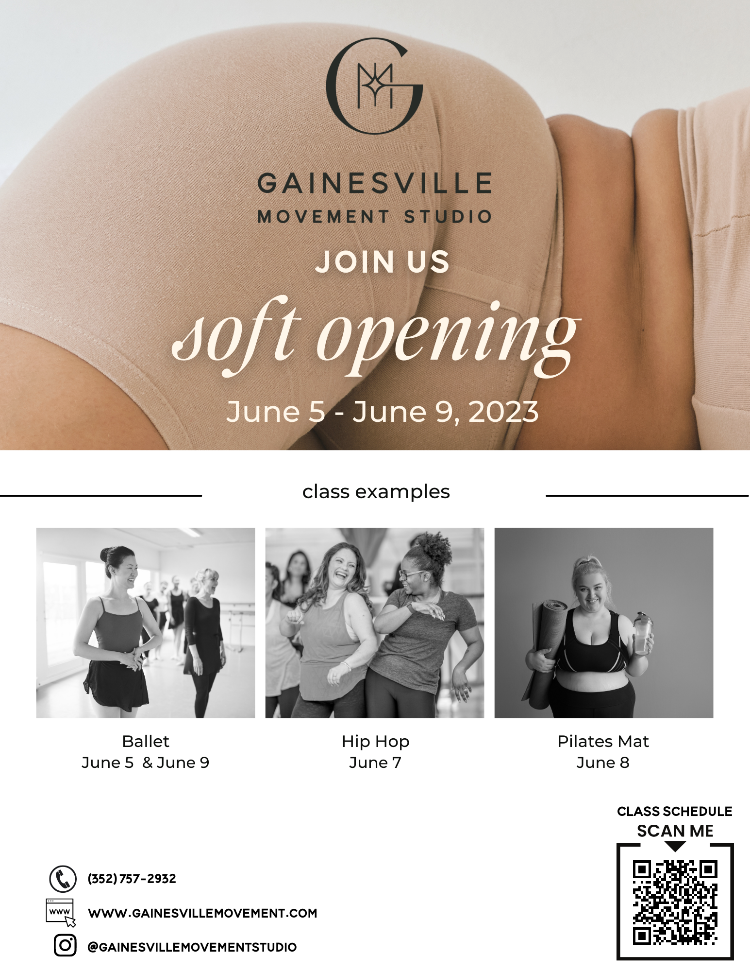 soft opening with images of movement classes