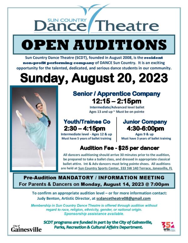 Sun Country Dance Theatre Open Auditions Poster