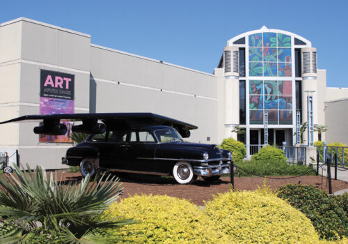 car with wings installation outside of the harn museum
