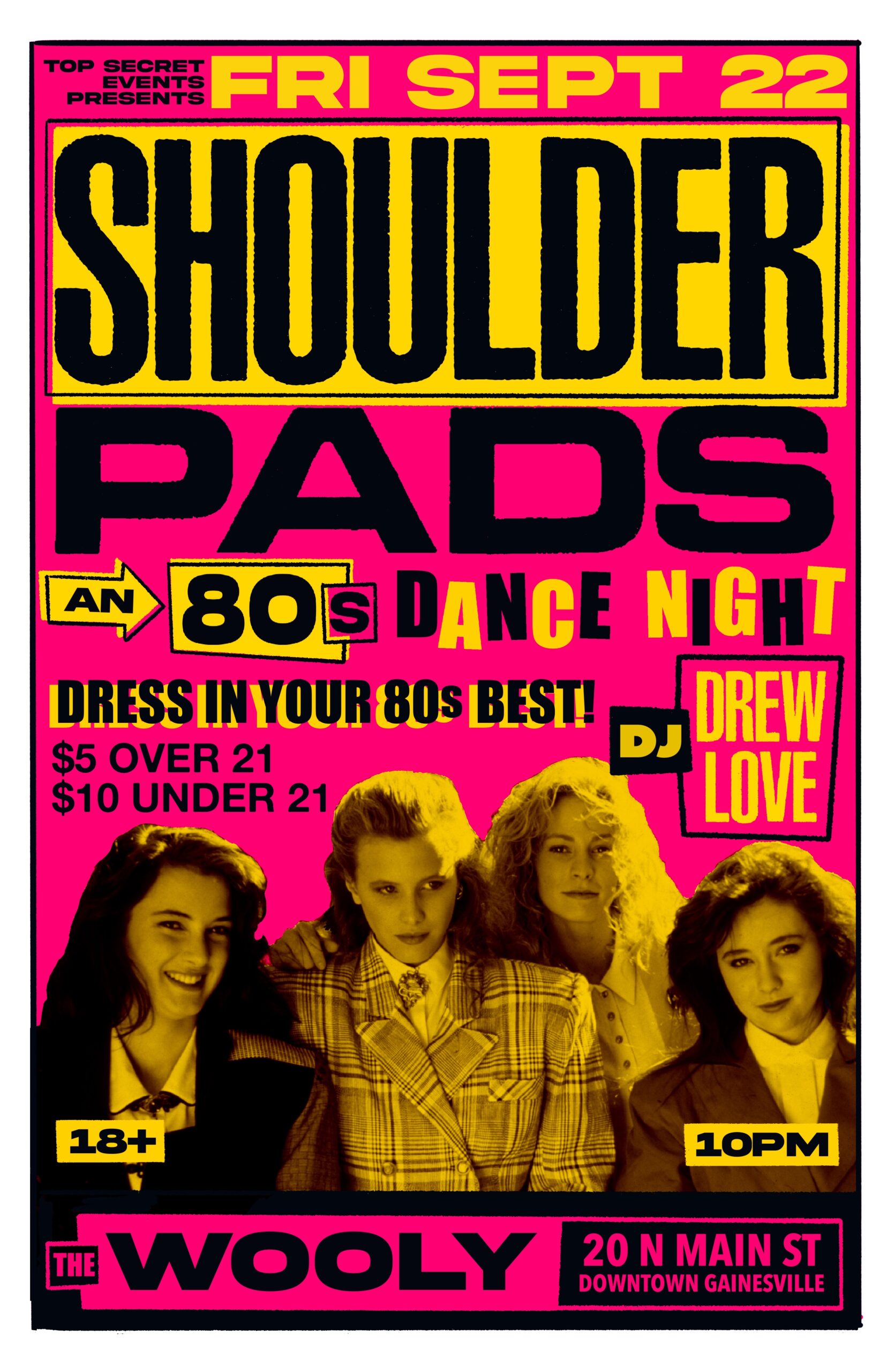 shoulder pads 80s dance night at the wooly