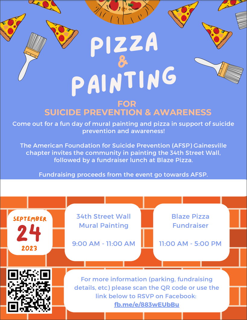Pizza & Painting for Suicide Prevention & Awareness Flyer