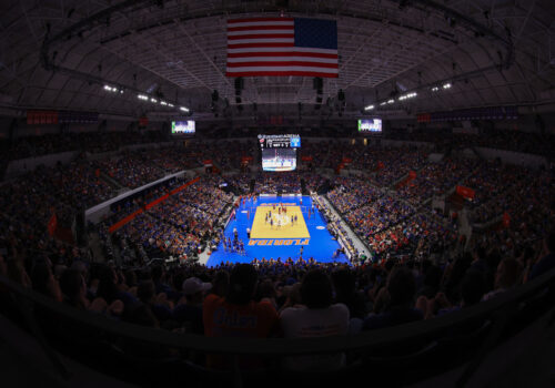 voleyball court at exactech arena