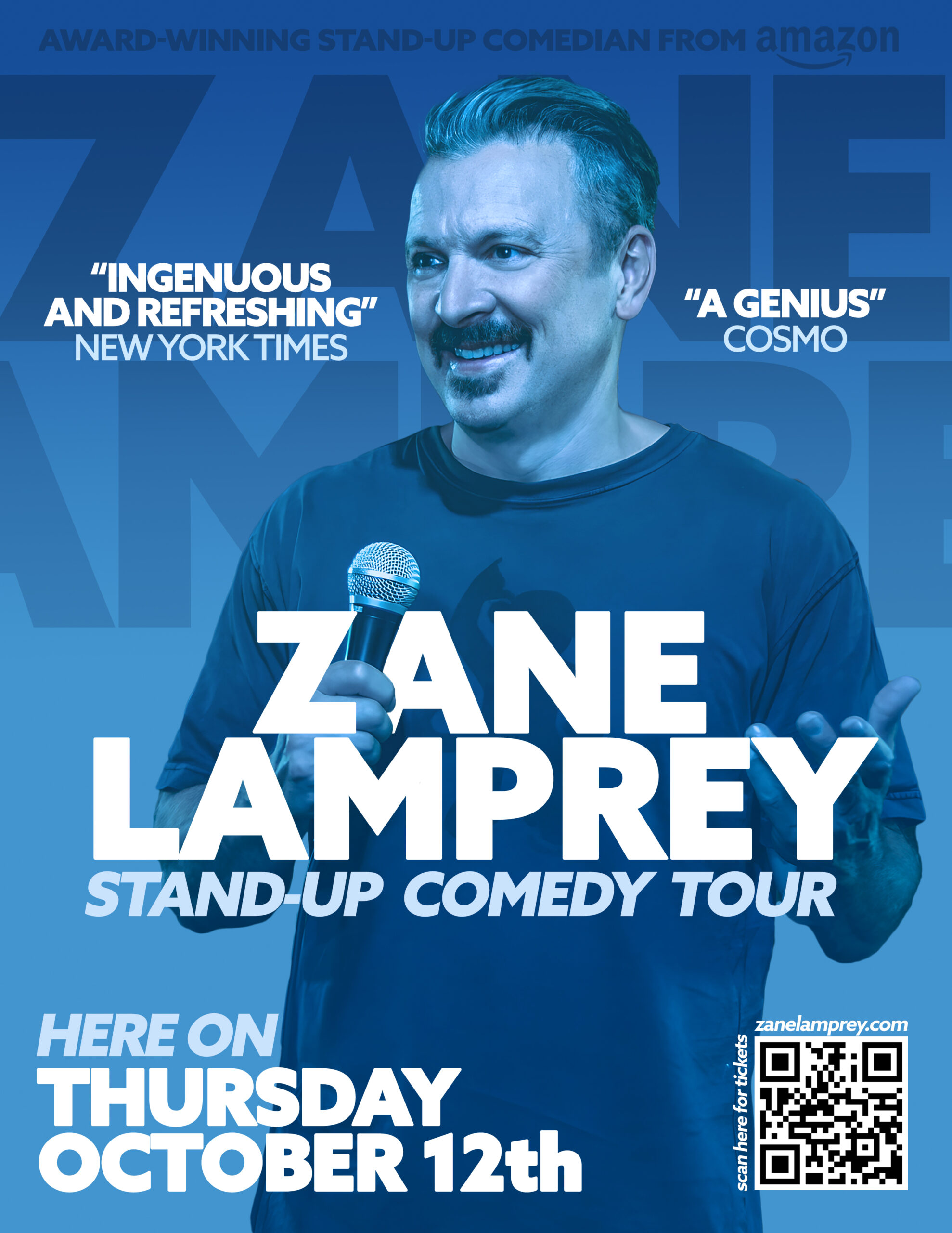 poster for zane lamprey stand up comedy tour