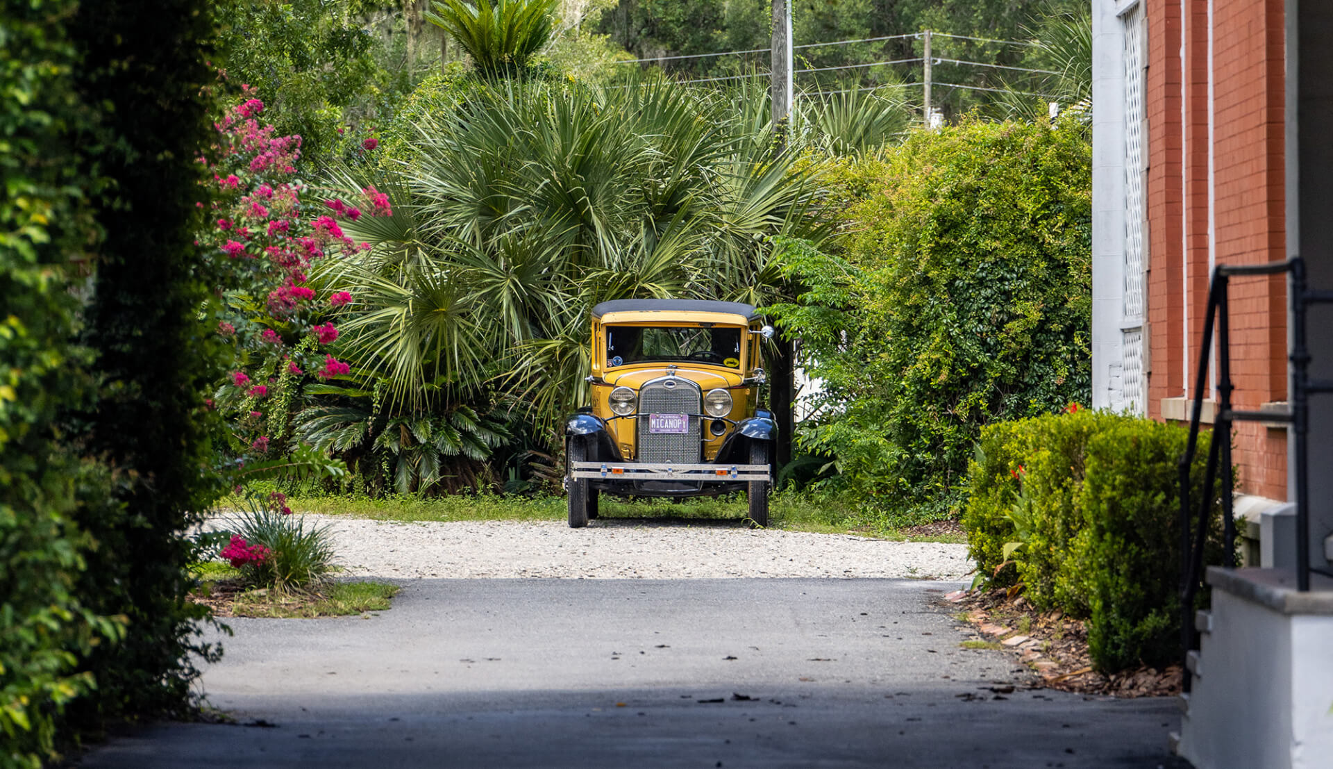 antique car at the Herlong Mansion in Micanopy, FL