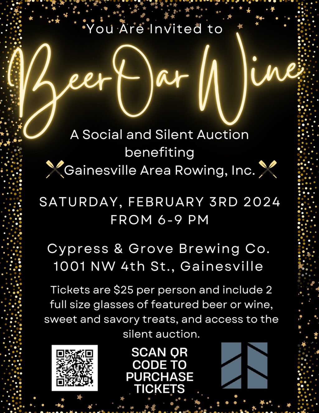 beer oar wine silent auction poster