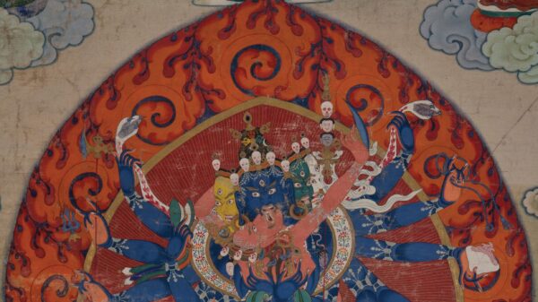 Image credit: (detail) Chakrasamvara with Consort Vajravarahi, Kham region, eastern Tibet; 19th century, Pigments on cloth, Rubin Museum of Art, Gift of the Shelley & Donald Rubin Foundation