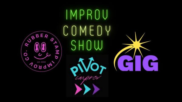 Logos for the three improv groups