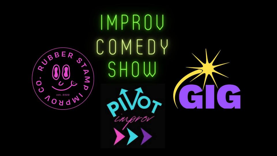 Logos for the three improv groups