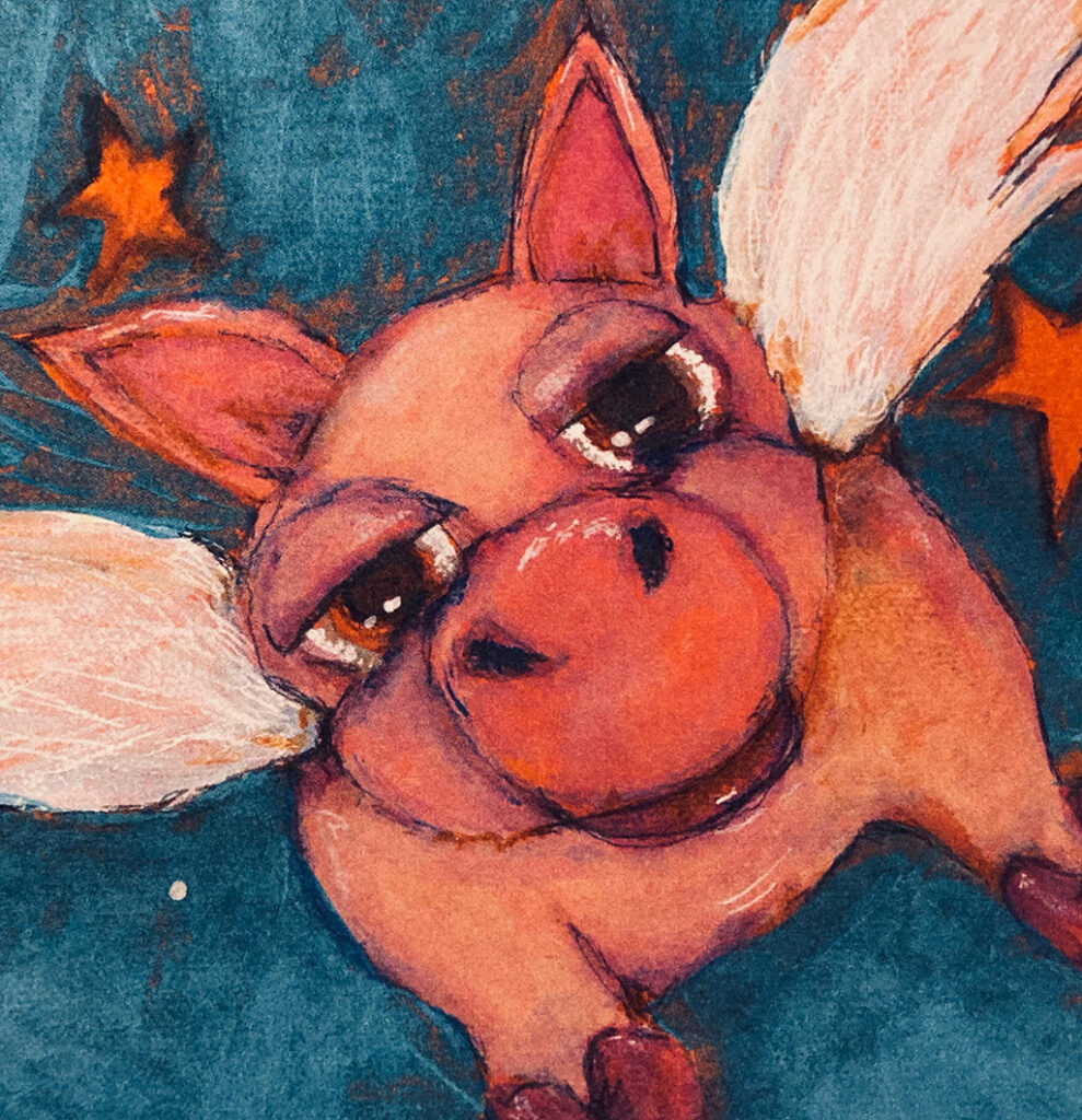 flying pig illustration