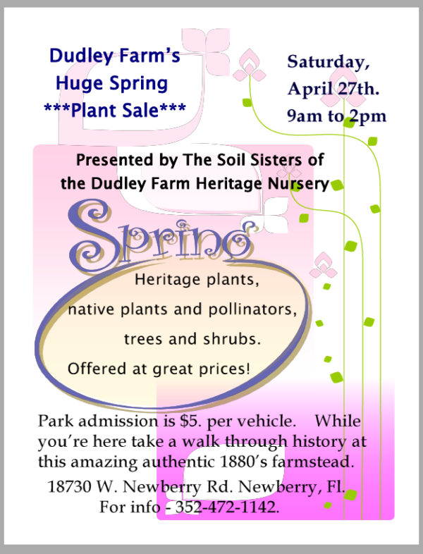 Dudley Farm Spring Plant Sale flyer