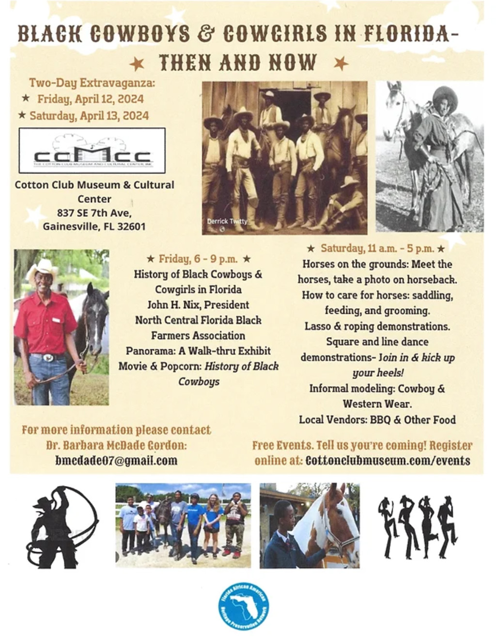 Event poster for Black Cowboys and Cowgirls in Florida Then and Now