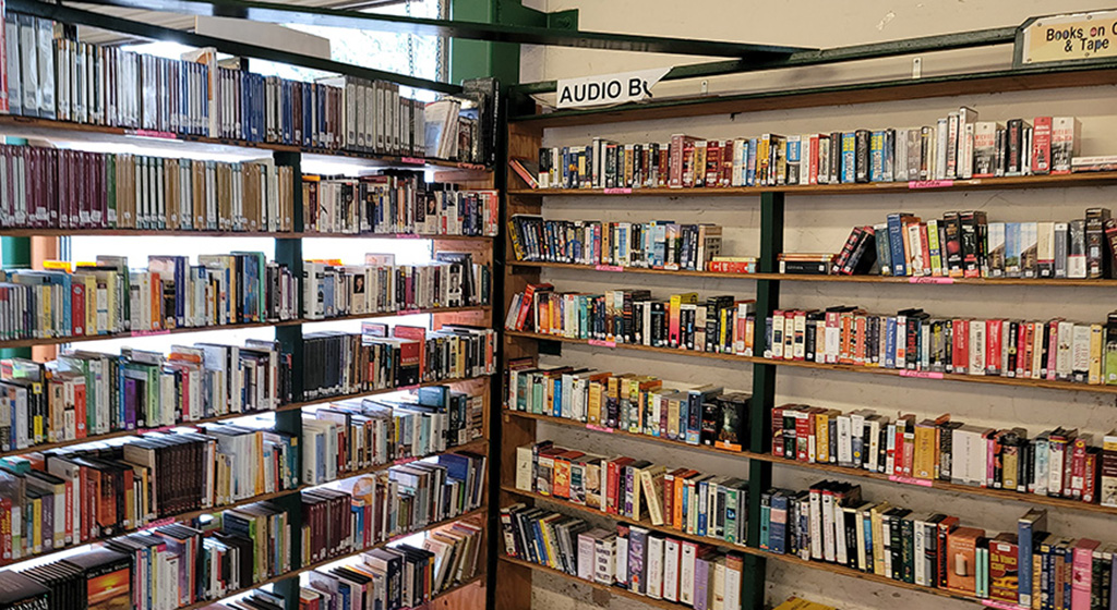 bookshelves with many books