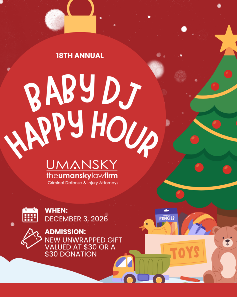 Poster for Baby DJ Holiday Toy Drive Happy Hour