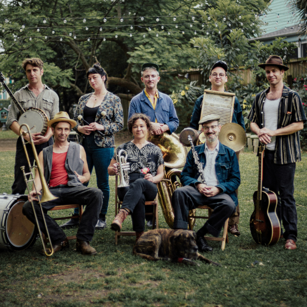 Tuba Skinny band members with instruments