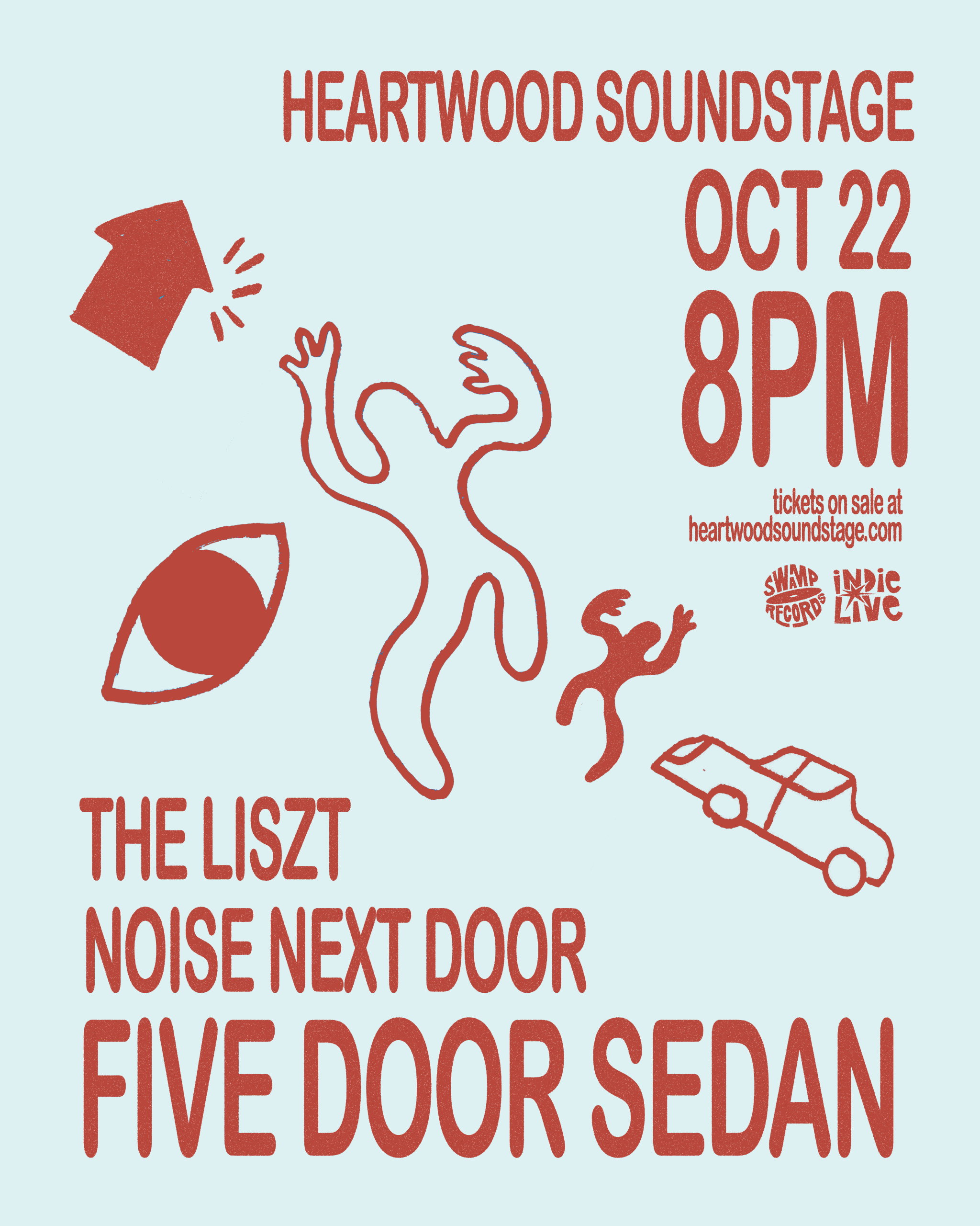 Poster for Indie and Alternative Rock with Five Door Sedan, Noise Next Door and The Liszt