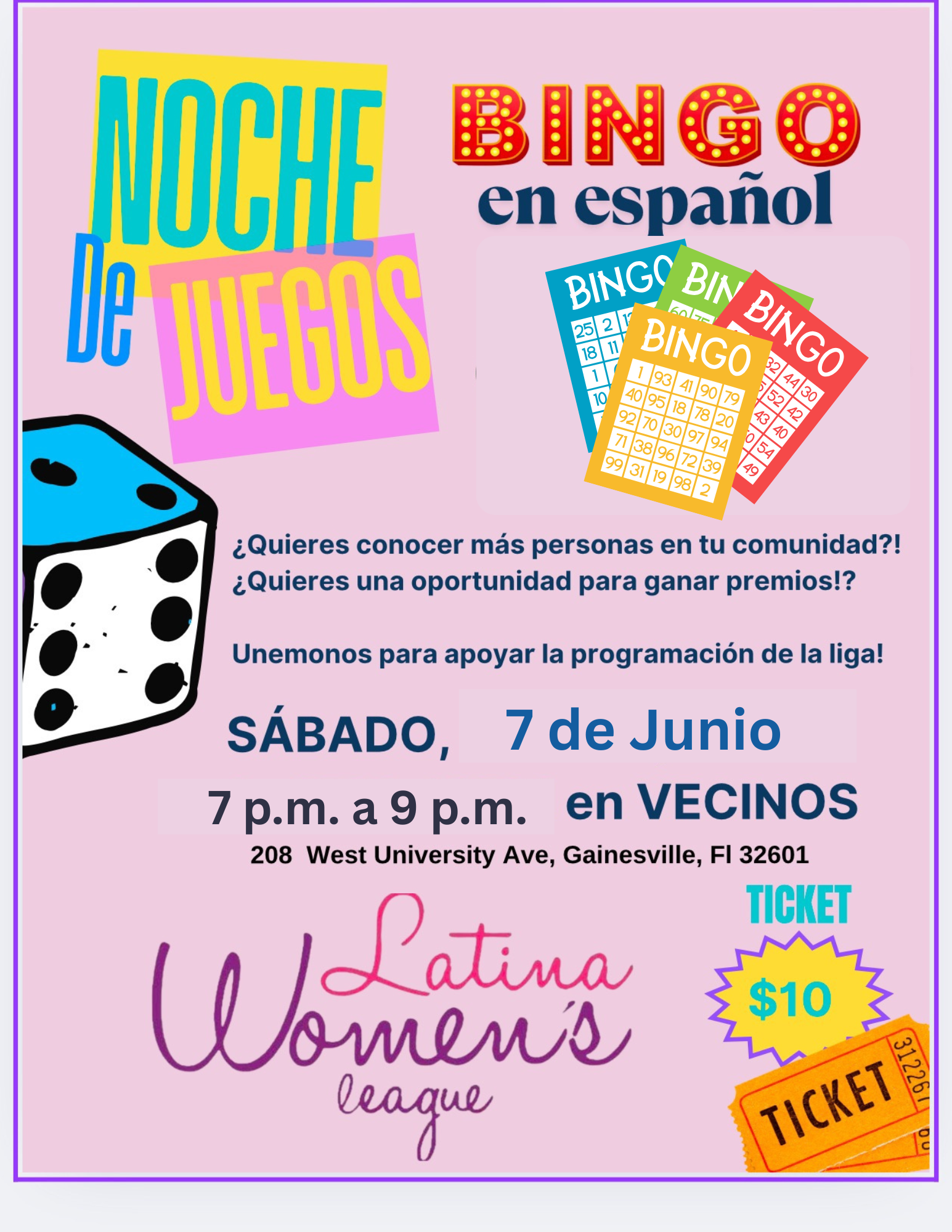 noche de juegos event flyer