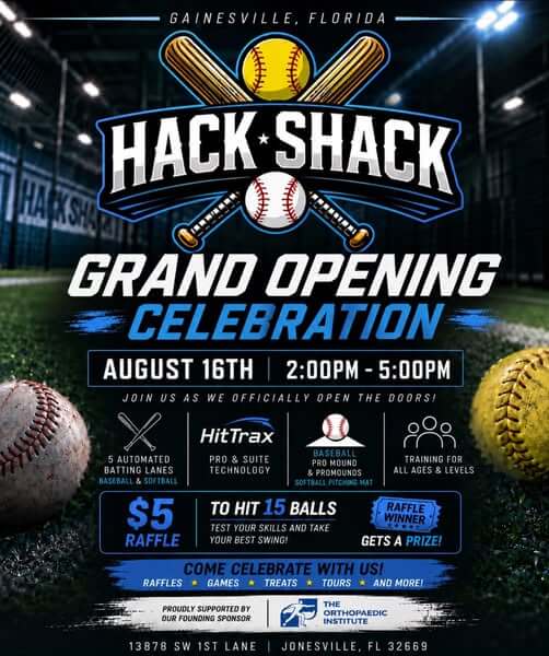 Poster for Take a Swing at the Hack Shack Grand Opening