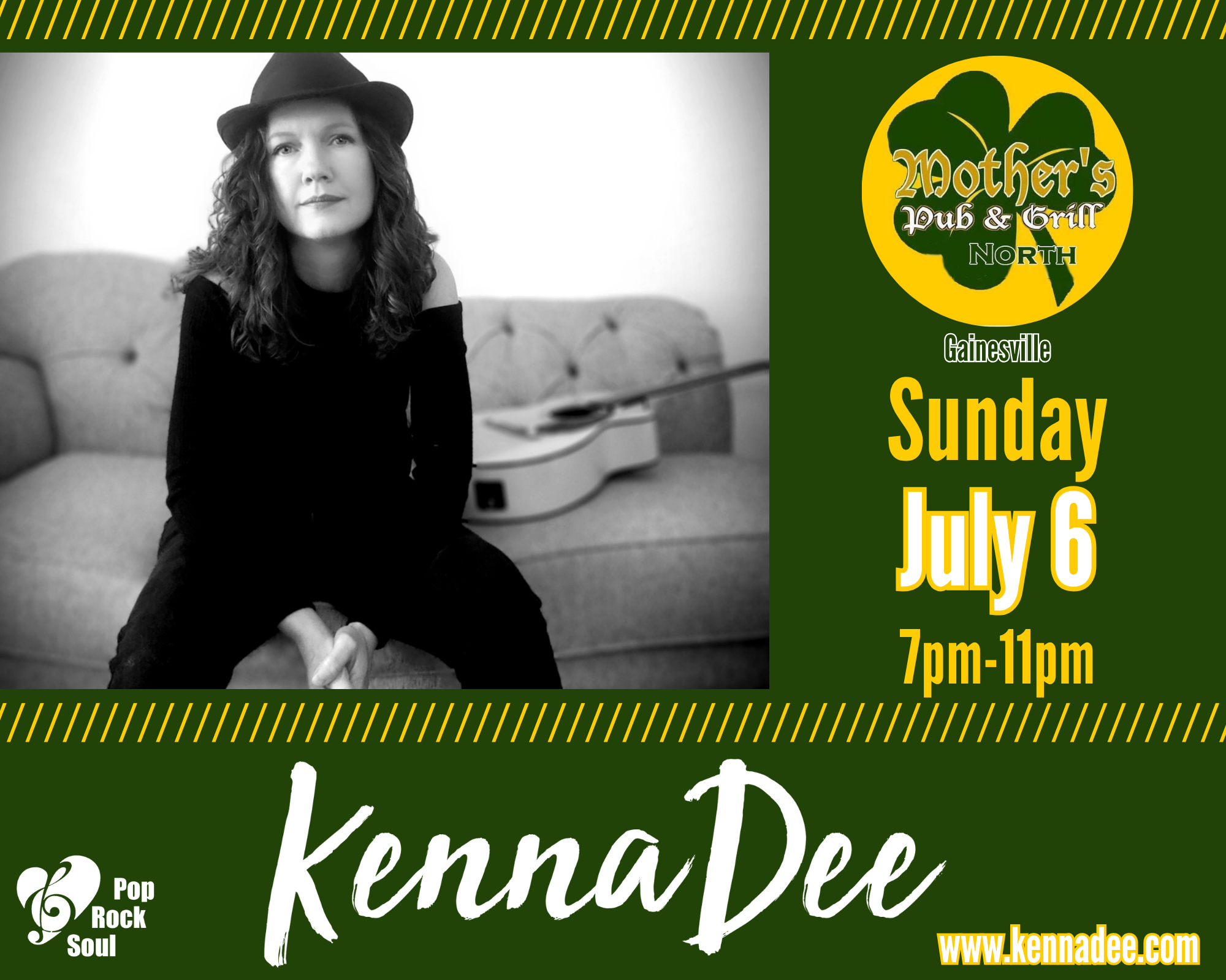 Kenna Dee at mother's pub event flyer