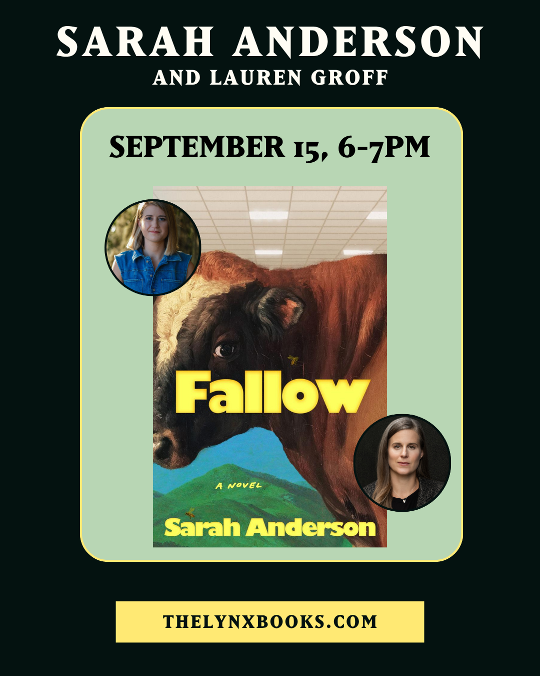 Poster for Hear Sarah Anderson Discuss Her Debut Novel “Fallow”