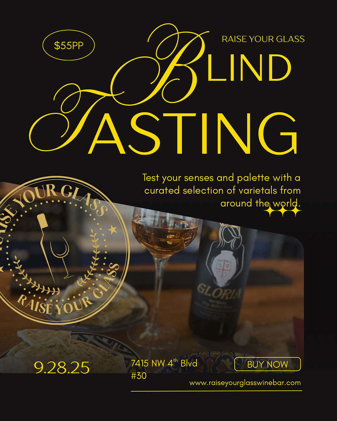 blind tasting sensory experience flyer