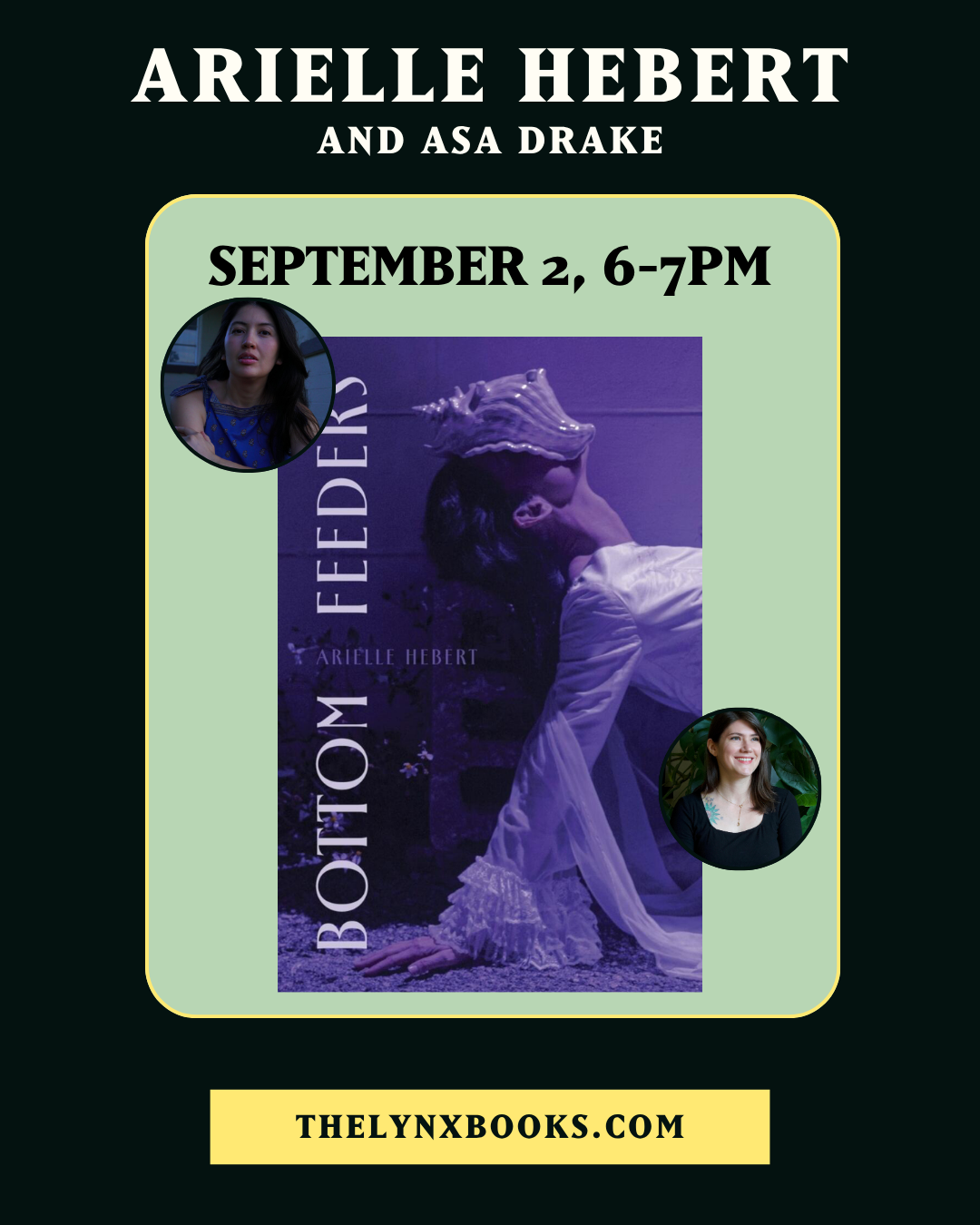 Poster for Hear Arielle Hebert Read from “Bottom Feeders”