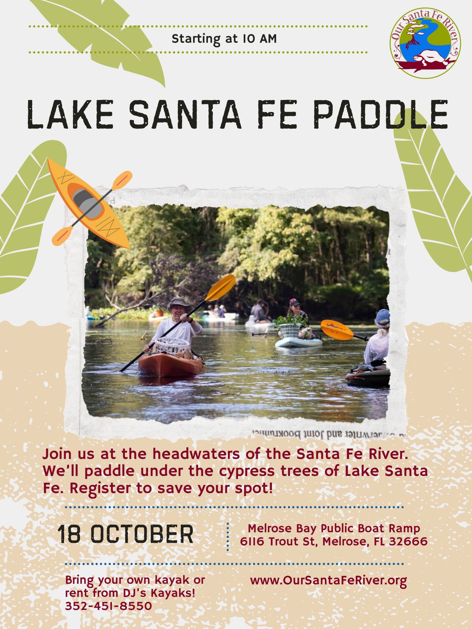 Poster for Sunday Paddle on Lake Santa Fe